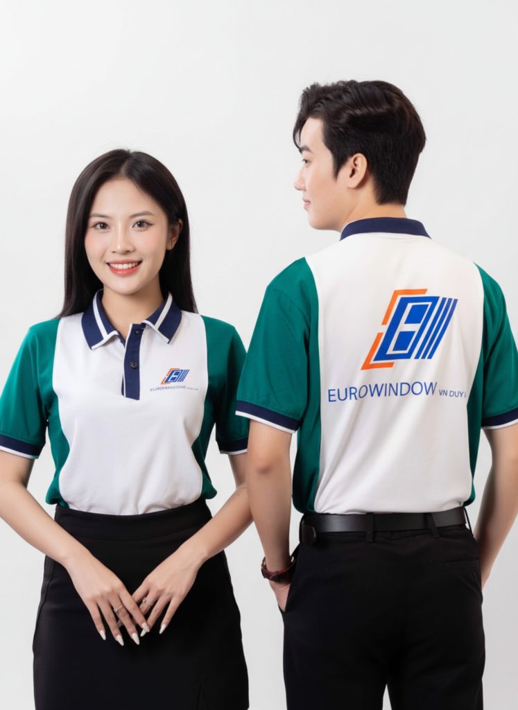 Áo polo đồng phục màu xanh mint gradient