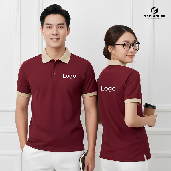 Áo Doanh Nghiệp Màu Đỏ Đô Phối Cổ Be