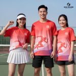 Áo Nhóm 3D Cổ Tròn Màu Đỏ Gradient