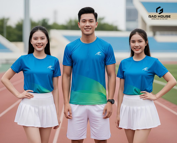 Áo Nhóm 3D Màu Xanh Dương Phối Xanh Lá