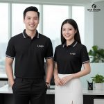Áo Polo Công Ty Màu Đen Phối Bo Viền Trắng
