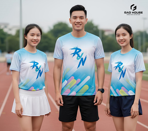 Đồng Phục Áo Phông Nhóm 3D Màu Xanh Mint Gradient