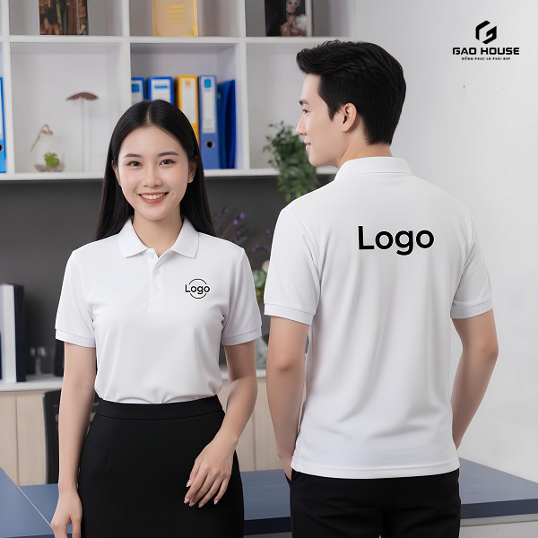 Đồng Phục Doanh Nghiệp Màu Trắng Phối Cổ Bẻ Line Đen