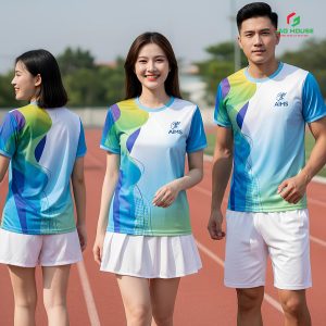 Đồng Phục Nhóm 3D Màu Trắng Xanh Gradient